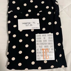LuLaRoe Black and Cream Polka Dot Leggings